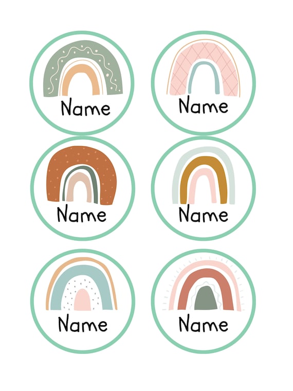 Boho Rainbow Name Tag/label Digital Print - Etsy