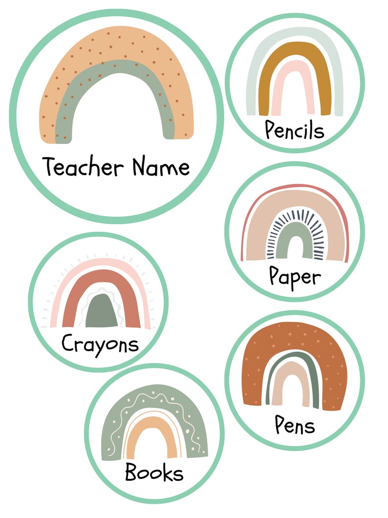 Boho Rainbow Name Tag/label Digital Print - Etsy