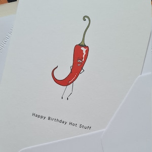 Happy Birthday Hot Stuff, Birthday Card, Handmade Card, Funny Card, Small A6 Card, Card For him/Her/husband/wife/girlfriend/boyfriend