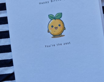 Little Lemon Birthday Card, Punny Handmade Greeting Card