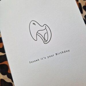 Birthday Card. squawk it&#39;s your birthday. Funny card. Black and white card. Card for her/him. Squawk, bird card. Small A6 card. Handmade.