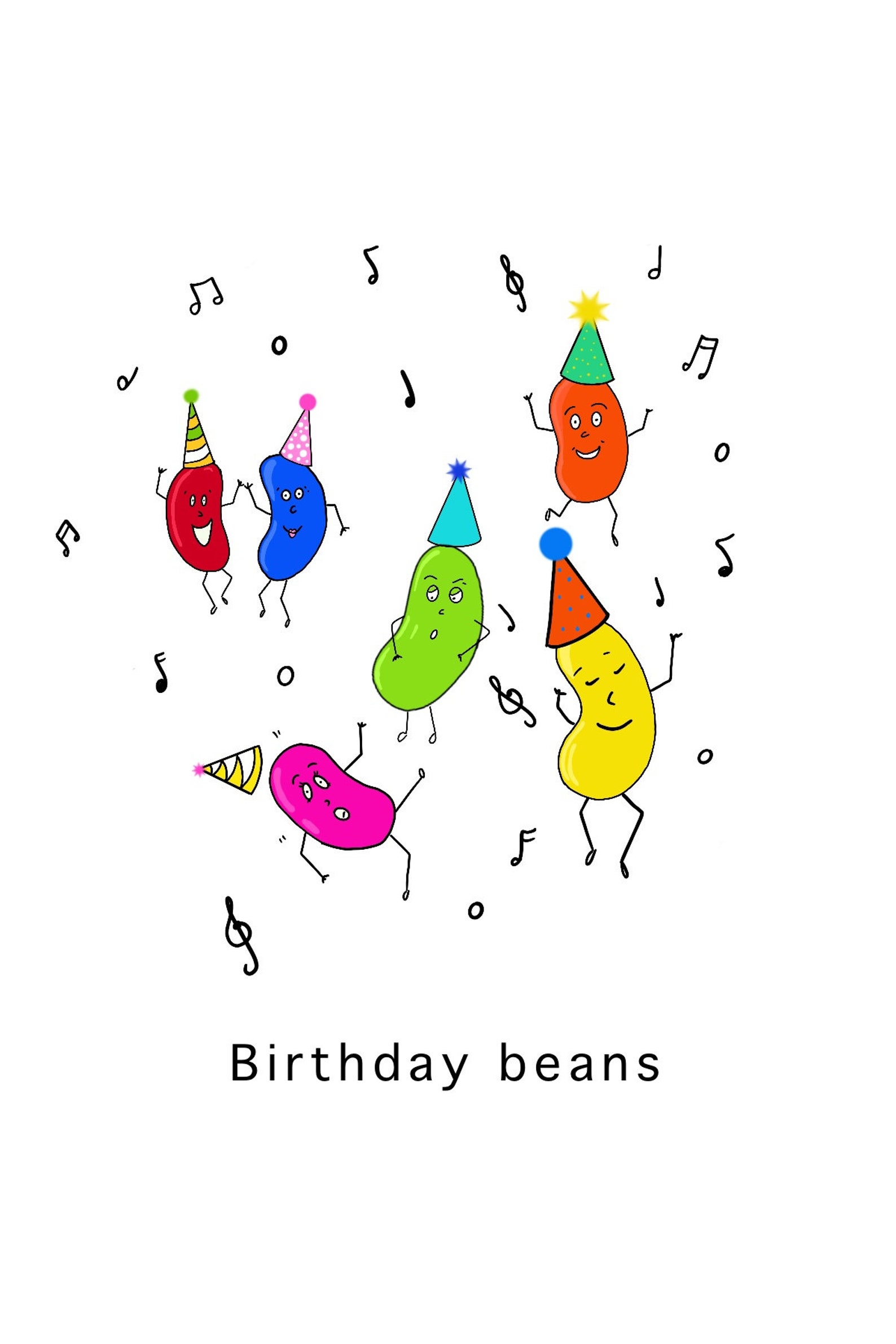 Birthday Beans. Birthday Card. Dancing. Beans. Food. Fun. Etsy