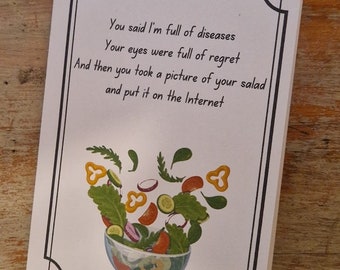 Funny 'The 1975' Lyrics Birthday Card, Salad Bowl Design