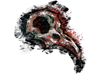 Pegatina de vinilo de calavera de cuervo con fallas / Calcomanía artística de cuervo brujo / Pegatina de vinilo de 3 pulgadas