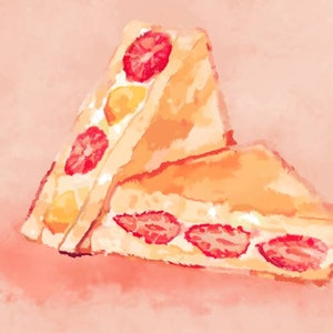Japanese Starwberry Sandwich Print