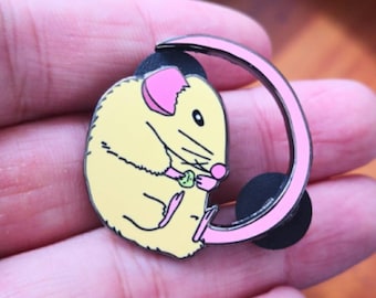 Pin de esmalte duro de rata kawaii / Pin de solapa para amantes de los bocadillos
