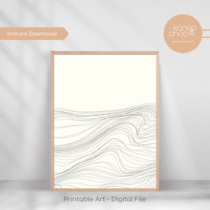 Modern Minimalist Art, Abstract Line Drawing, Contemporary Art, Wall Decor, Abstract Pictures, Waves Poster, Simple Line Art, Line Art Waves