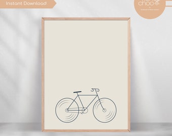 Minimalist Bicycle Art Print, Cycle Poster (Digital Download)