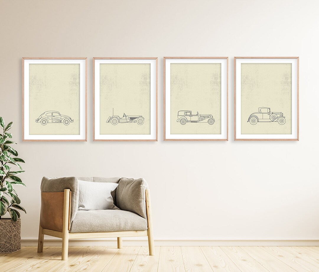 Car Poster, Retro Car Print, Kids Room Decor, Printable Wall Art, Boho ...