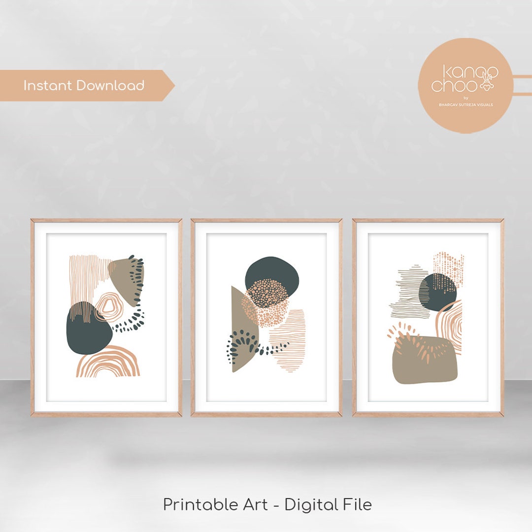 Set of 3 Prints, Neutral Gallery Wall Art, Beige Nordic Wall Art Simple ...