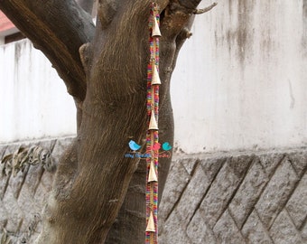 Pair Rustic Bells Bunting Garland Wind Chimes for Home Decor, Front Door Hanging Bells
