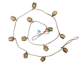 Rustic Cow Bells Garland Christmas Decor, Mantel Fireplace decoration, String of Round Mongolian Bells