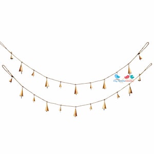 Mantle Fireplace Christmas Bell Garland Festive XMAS Decor, Strand of Rustic Cone Bells on Jute Apartment Decor
