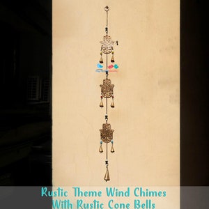 Hamsa Wind Chimes String of Bells - Rustic Iron Art with Glass Beads for Indoor & Outdoor Decor