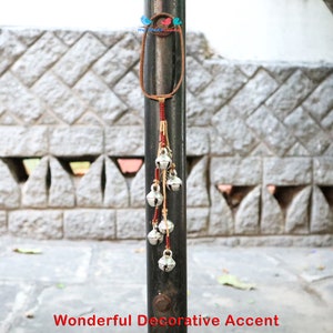 Antique Decor Door Hanger Witch Bells, Witchcraft Door Bells on Leather, Door Knob Hanging Silver Brass Sleigh Bells