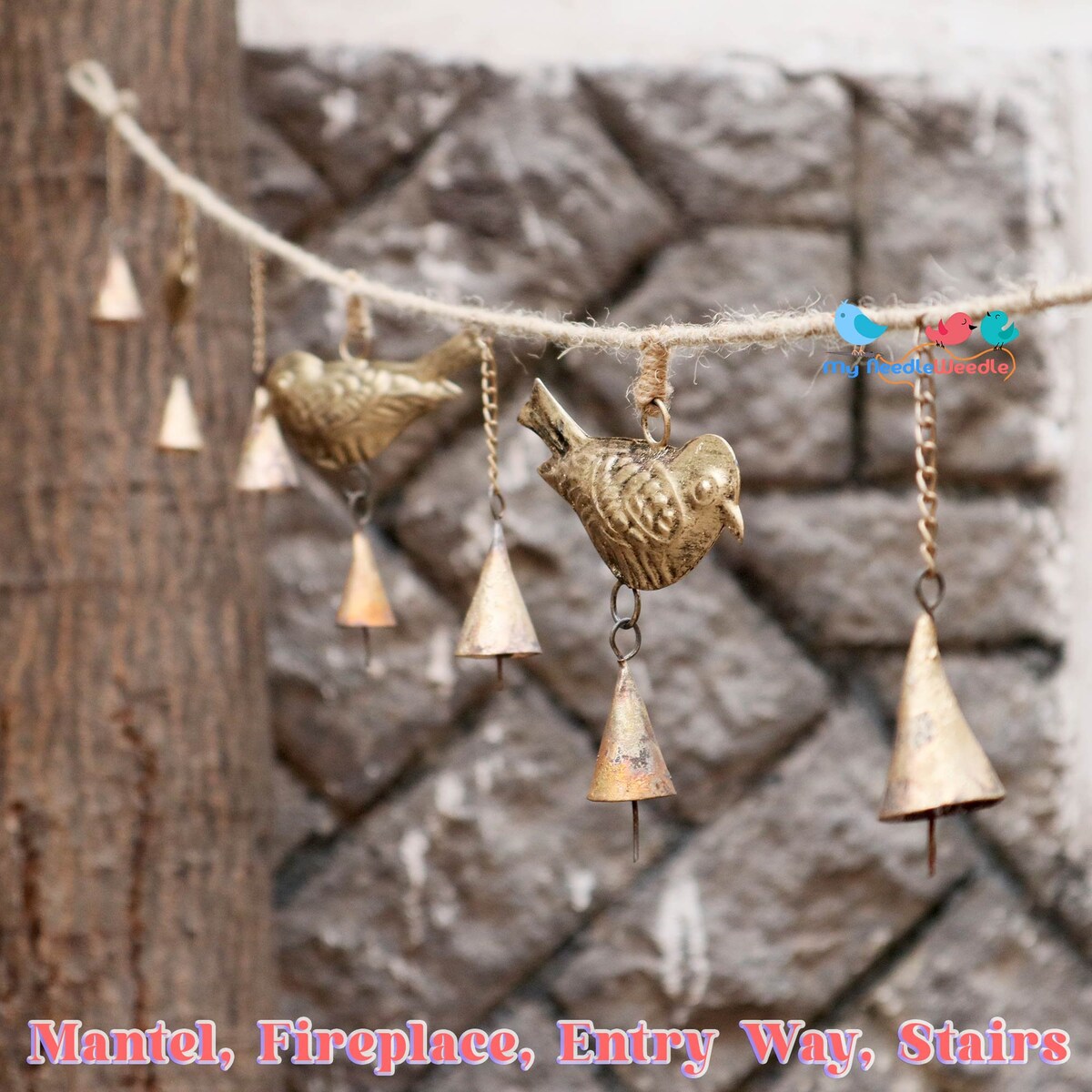 Rustic Bells Birds Jute Garland Wind Chimes, Garden Backyard Porch Patio, Indoor Outdoor Decorations - Etsy