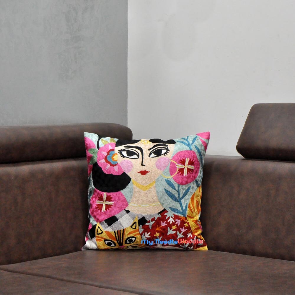 Girly Funky Colorful Decorative Pillow Cover Silk Hand Etsy UK