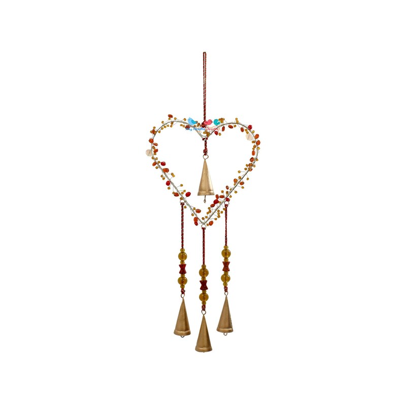 Red Heart Wind Chimes Sun Catchers Glass Beads Garden Outdoor Etsy