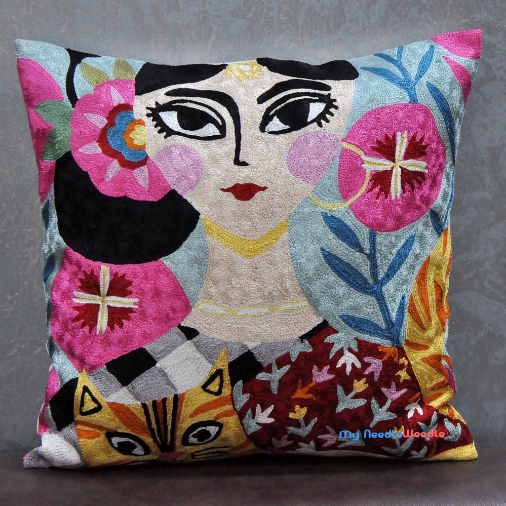 Girly Funky Colorful Decorative Pillow Cover Silk Hand Etsy UK