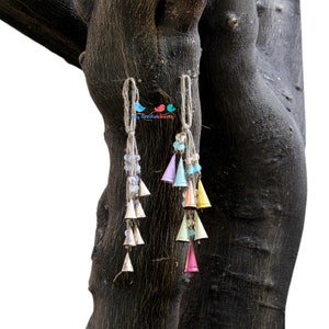 Colorful Door Hanging Witch Witches bells home decor pet training bells, 7 Rang Birangi Rustic Bells, Protection boho bells Combo Product