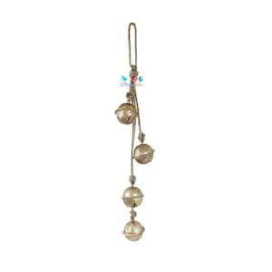 Christmas Holiday Rustic Jingle Bells Cluster, Decor for Porch Patio Garden and Outdoor, Hanging Sleigh Bells on rope