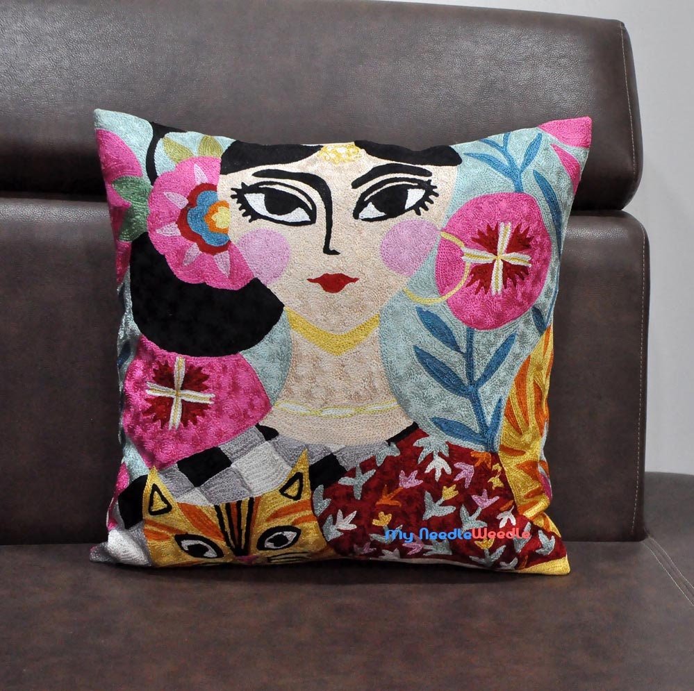 Girly Funky Colorful Decorative Pillow Cover Silk Hand Etsy UK