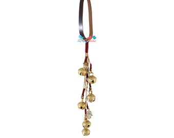 Dzwonki Witchy Decor Gold na klamkę, słodkie dzwonki na skórzanym wieszaku, dzwonki ochronne