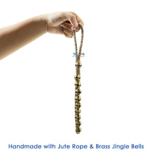 Jute Door Hangers Golden Jingle Bells, Front Door Decor, Brass Pet Dog Training bells