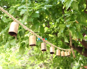 Rustic Cow Bells Garland on Jute Rope | Christmas Mantel Fireplace Farmhouse Decoration