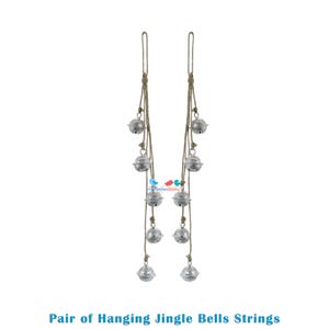 Pair Silver Jingle Bells Door Hanger - Unique Christmas Home Decor, Hanging Door Bells, Holiday Gift Vintage Style Hanging Bells on Twine