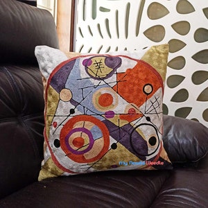 Embroidered Decorative Throw Pillow Cushion Cover Silk Hand Embroidery 18x18&quot; Luxury Modern Art Accent Pillow