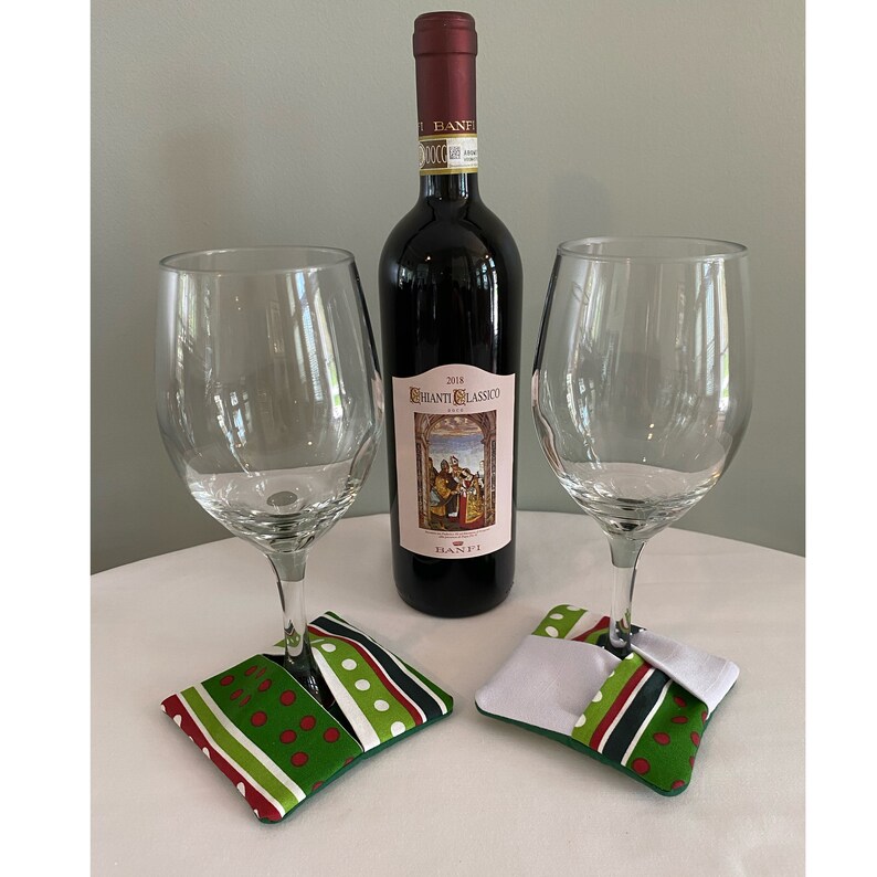 Christmas Stripes and Dots Wine Glass Cozies Etsy