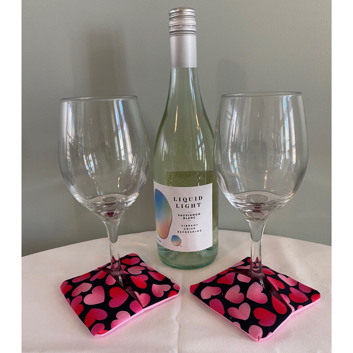 Valentine Heart Wine Glass Cozies Slippers / Coasters & Etsy
