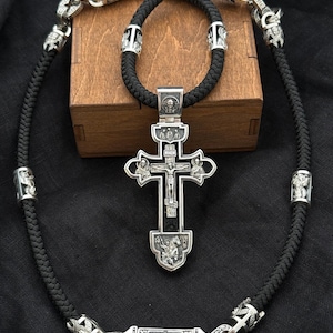 Designer 925 sterling silver Orthodox cross  depicting faces of the saints  (accessories,gifts)