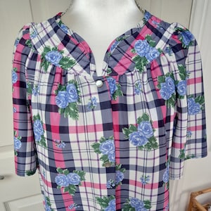 Vintage Womens 80s Floral Purple Sleep Jacket Size 10