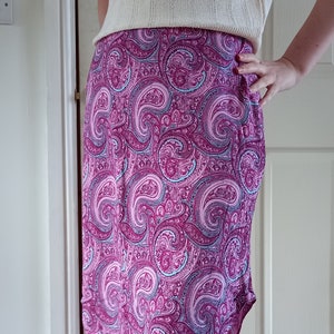 Vintage Womens Y2k New Look Asymmetrical Paisley Purple Skirt Size 10