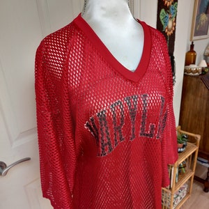 Vintage 80s Sports Belle Inc Red Maryland 44 Net Oversized Top Size L / XL