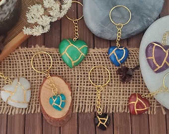 Resin keychain Heart Kintsugi (customizable)