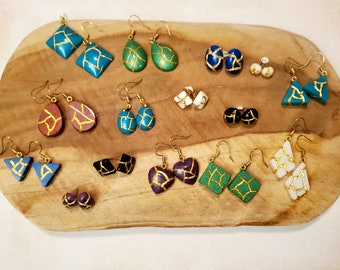 Resin Earrings Kintsugi (Customizable)
