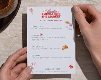 Fresh Off The Market Bachelorette Party Itinerary