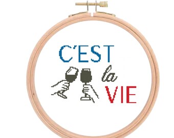 C'est La Vie Cross Stitch Pattern - PDF Digital Download