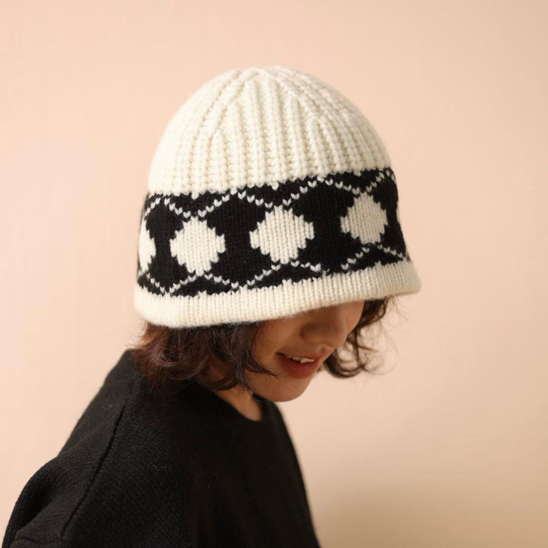 100% Wool Dome-shaped Knitted Cap, Warm and Soft Loose-fitting Wool Hat ...