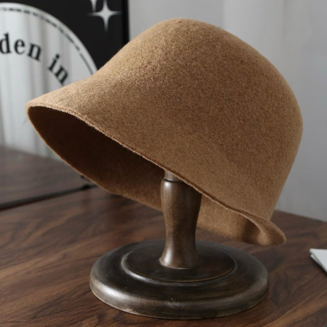 100% Wool Cloche Beret Hat With Brim, Winter Fashion Headwear