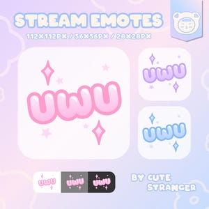 Pastel UwU Twitch Emotes: Pink, Blue, Purple (PNG Digital Download)