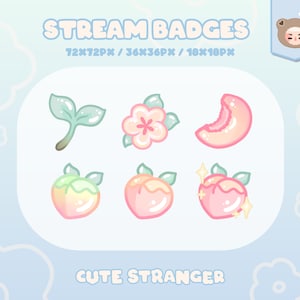 Peach Twitch Badges: Pastel Stream Graphics (Digital Download)
