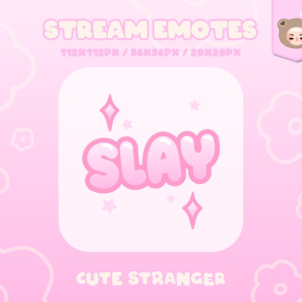 SLAY Twitch Emote Pastel Pink / Stream Graphics / Cute / Streamer / Sparkle / Pink / Pastel / Aesthetic