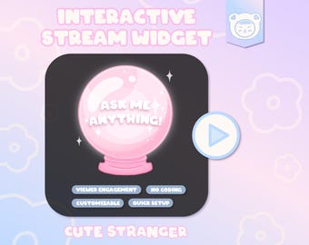 INTERACTIVE WIDGET Crystal Ball Twitch Overlay Pastel Pink Animated