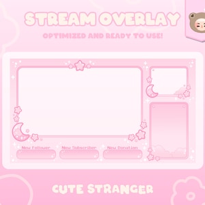 PINK MOON Twitch Overlay  / Stream Graphics / Cute / Streamer / Sparkle / Pink / Pastel / Aesthetic