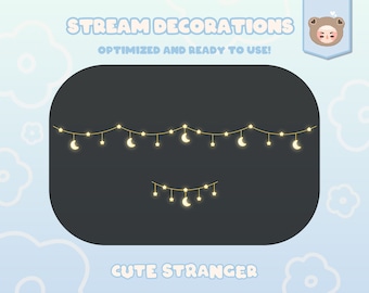ANIMATED Twitch Star Moon Light Overlay / Fairylights / Pastel / Cute / Stream / Graphics / Setup