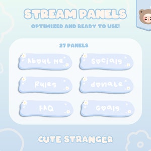 BLUE DAISY Twitch Panels / Stream Graphics / Cute / Streamer / Sparkle / Pastel / Aesthetic
